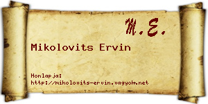 Mikolovits Ervin névjegykártya
